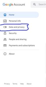 Under the "Account Section", click on "Data and privacy."